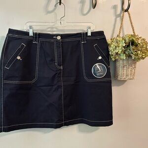 Navy Skort with White Stitching
